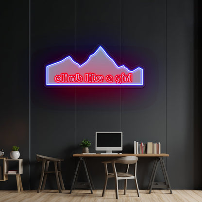 Climb Like A Girl Green Mountain Neon Signs - Shineneon