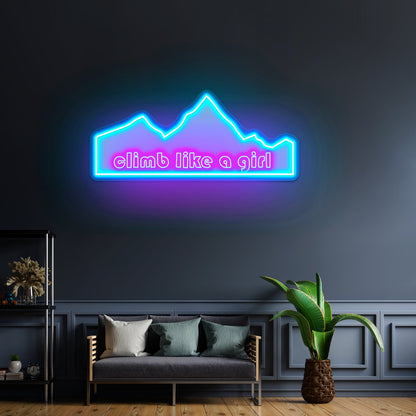 Climb Like A Girl Green Mountain Neon Signs