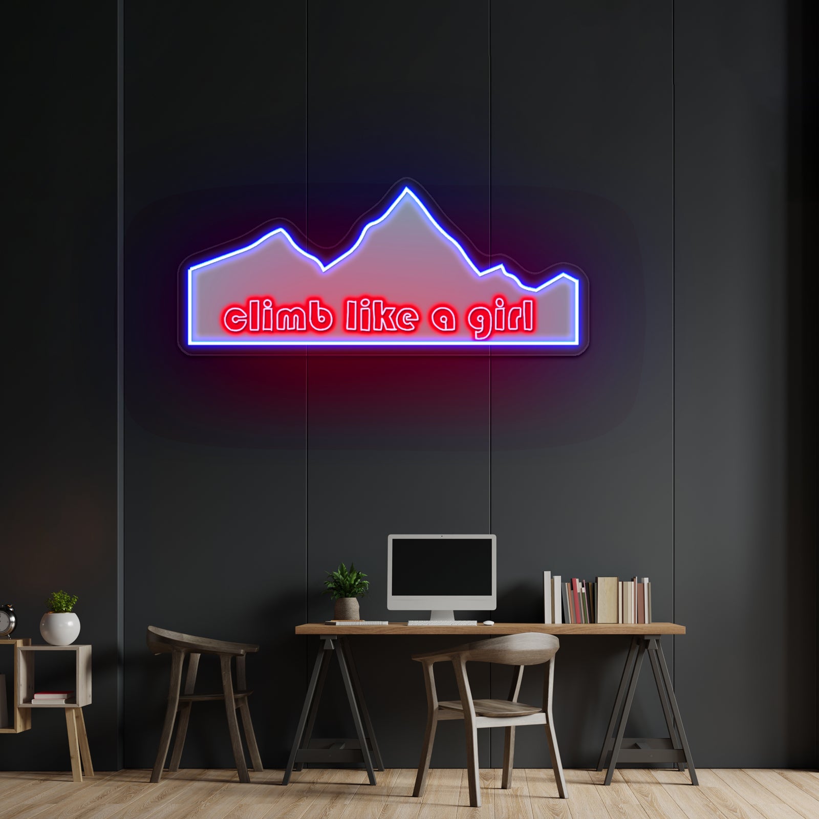 Climb Like A Girl Green Mountain Neon Signs