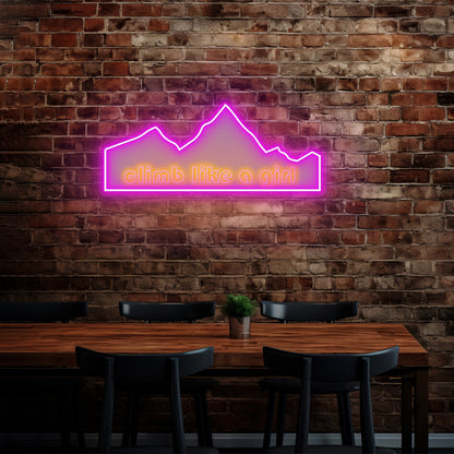 Climb Like A Girl Green Mountain Neon Signs
