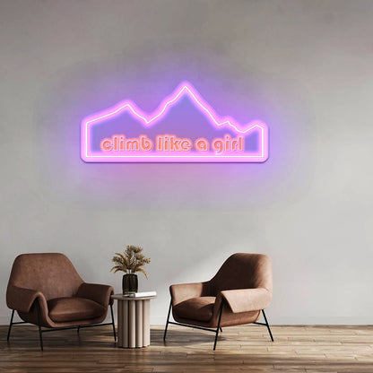 Climb Like A Girl Green Mountain Neon Signs