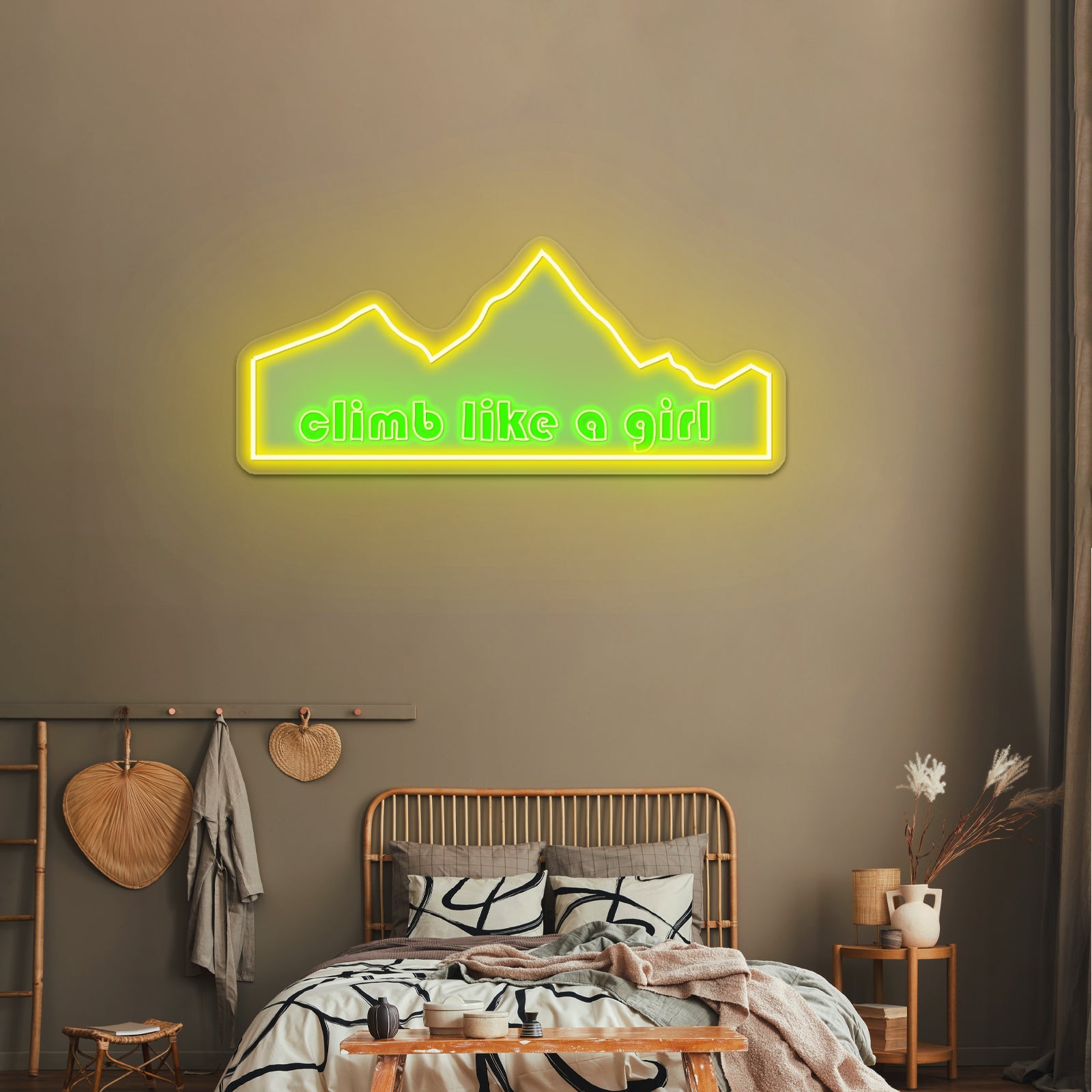 Climb Like A Girl Green Mountain Neon Signs