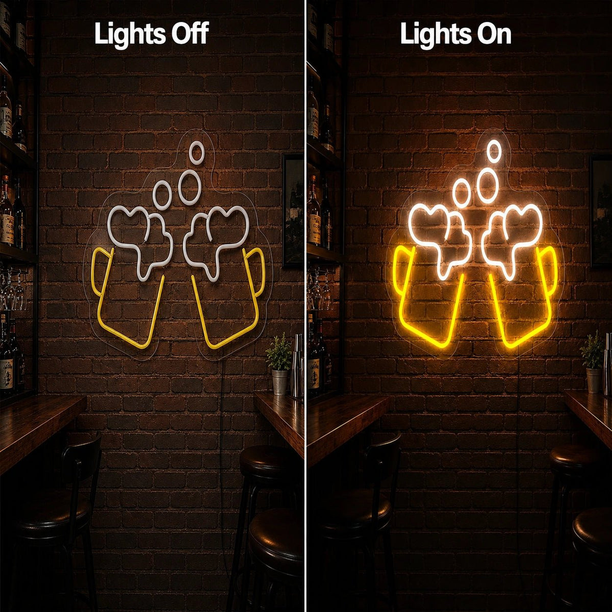Clinking Beer Mugs Bubbles LED Neon Sign - Shineneon