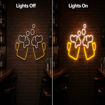 Clinking Beer Mugs Bubbles LED Neon Sign - Shineneon