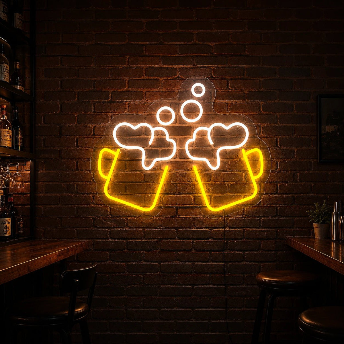 Clinking Beer Mugs Bubbles LED Neon Sign - Shineneon