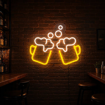 Clinking Beer Mugs Bubbles LED Neon Sign - Shineneon