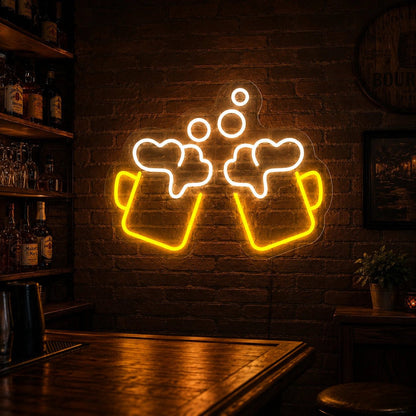 Clinking Beer Mugs Bubbles LED Neon Sign - Shineneon