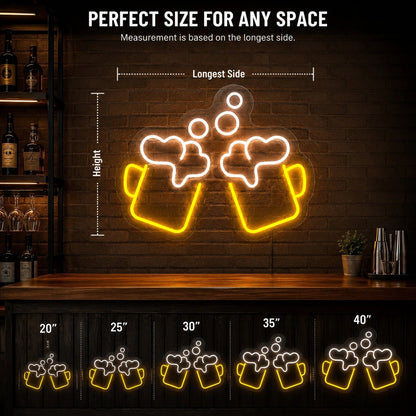 Clinking Beer Mugs Bubbles LED Neon Sign - Shineneon