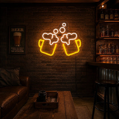 Clinking Beer Mugs Bubbles LED Neon Sign - Shineneon