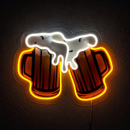 Clinking Beer Mugs LED Neon Sign main product image