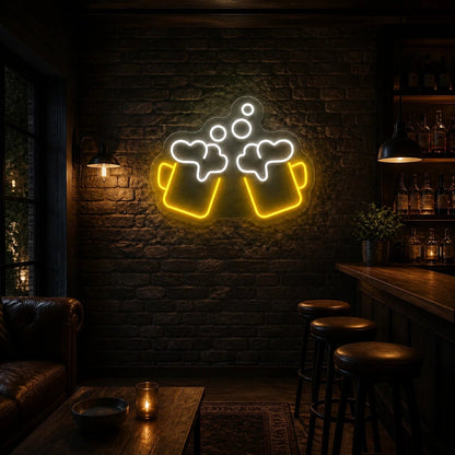Clinking Beer Mugs Vintage LED Neon Sign - Shineneon