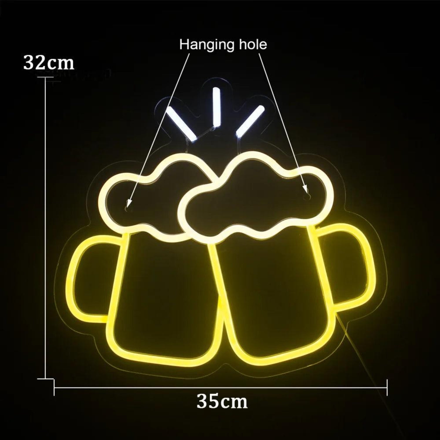 Clinking Beer Mugs Yellow Led Neon Sign For Bar Restaurant Home Party | Shineneon