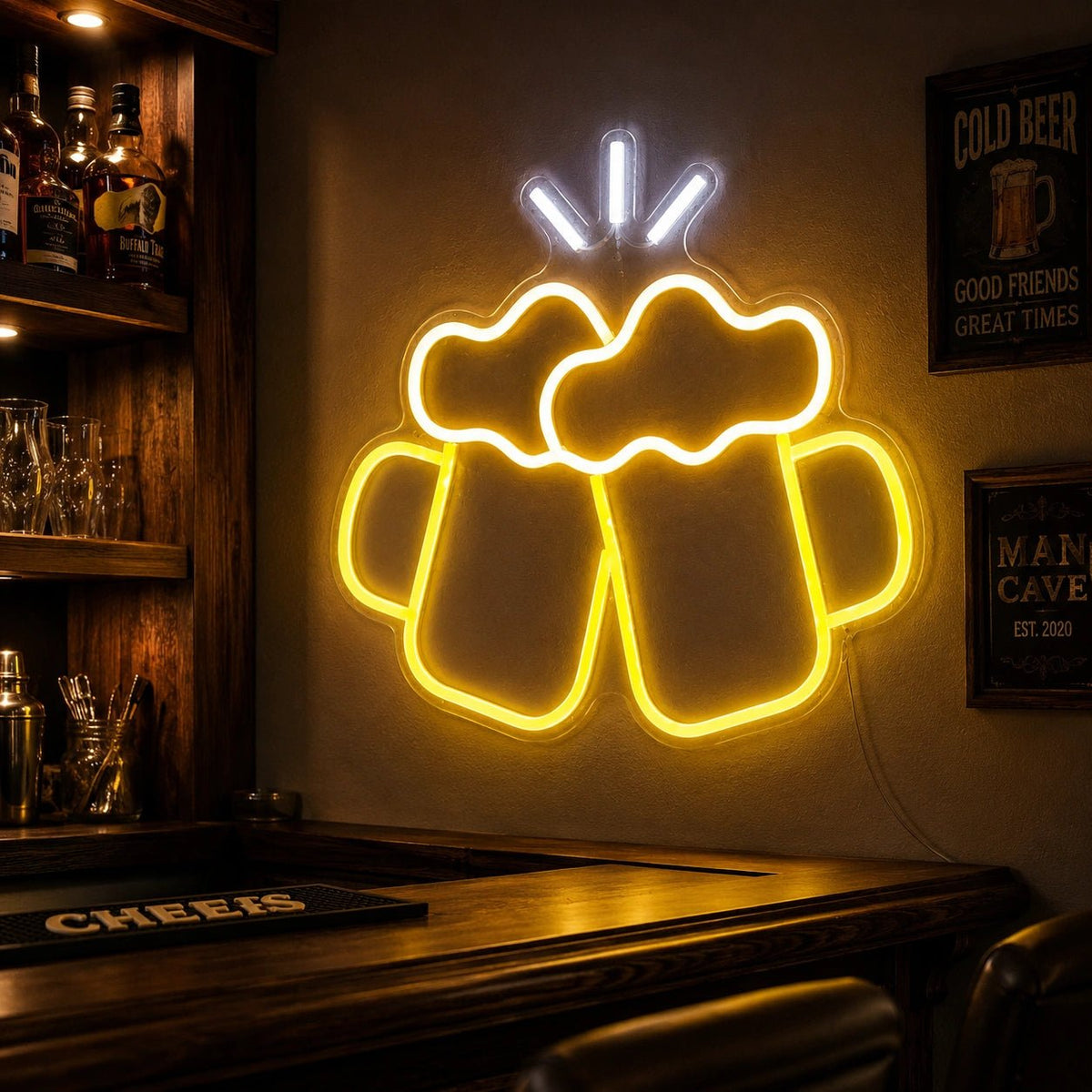 Clinking Foamy Mugs LED Neon Sign - Shineneon