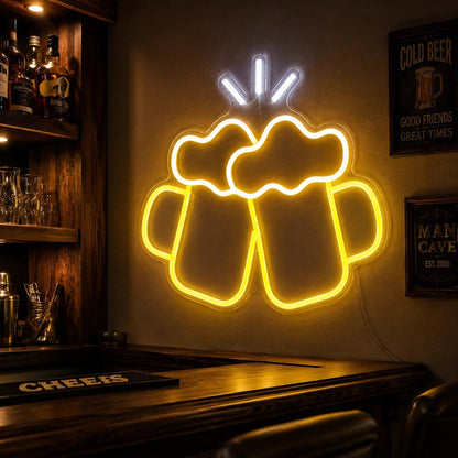 Clinking Foamy Mugs LED Neon Sign - Shineneon