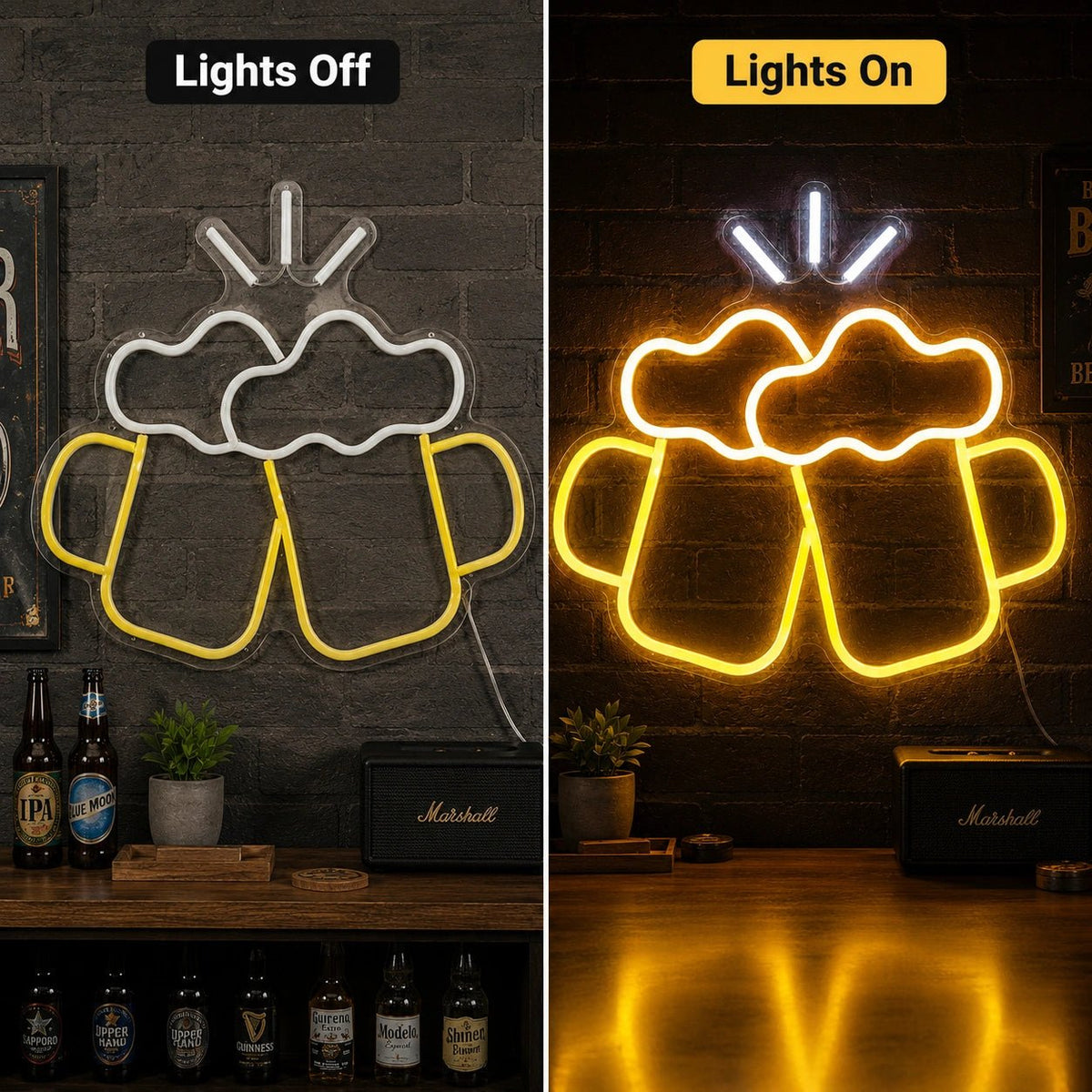 Clinking Foamy Mugs LED Neon Sign - Shineneon