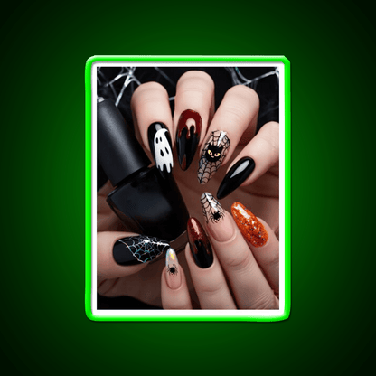 Close Up Designed Halloween Nail Art On Nail Salon Led Neon Sign Rgb Color - Shineneon