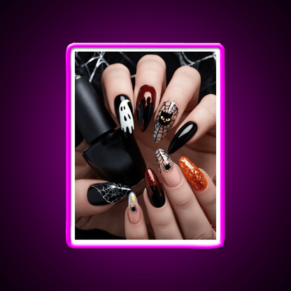 Close Up Designed Halloween Nail Art On Nail Salon Led Neon Sign Rgb Color - Shineneon