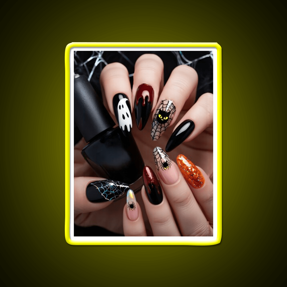 Close Up Designed Halloween Nail Art On Nail Salon Led Neon Sign Rgb Color - Shineneon