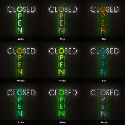 Closed Open Arrow LED Neon Sign color grid
