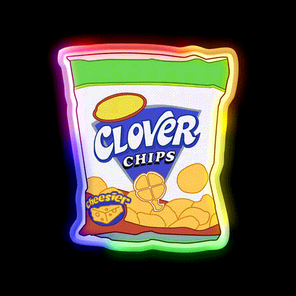 Clover Chips Snack Food Led Neon Sign Rgb Color - LED neon sign close-up detail