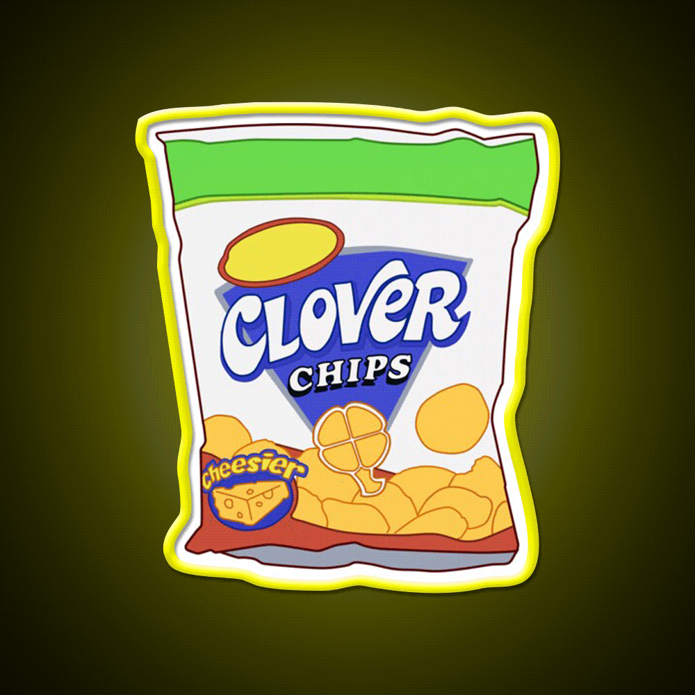 Clover Chips Snack Food Led Neon Sign Rgb Color - Custom LED neon sign front view