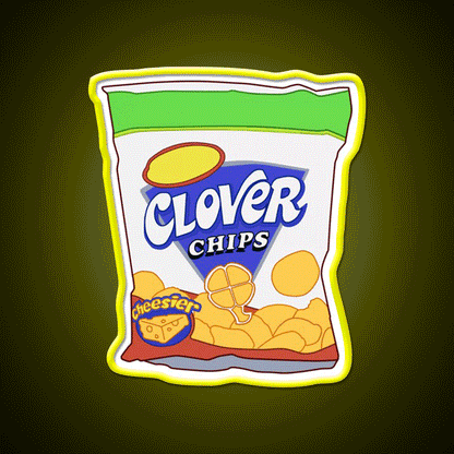 Clover Chips Snack Food Led Neon Sign Rgb Color - Custom LED neon sign front view