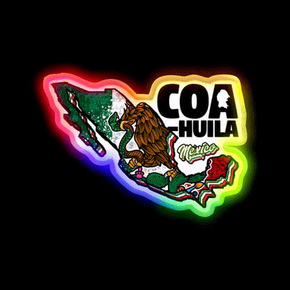 Coahuila Map Of Mexico Party Drink Tequila Led Neon Sign Rgb Color - LED neon sign close-up detail