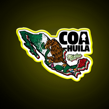 Coahuila Map Of Mexico Party Drink Tequila Led Neon Sign Rgb Color - Custom LED neon sign front view