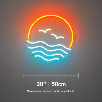 Coastal Birds Sunset Neon Sign LED Neon Sign size image