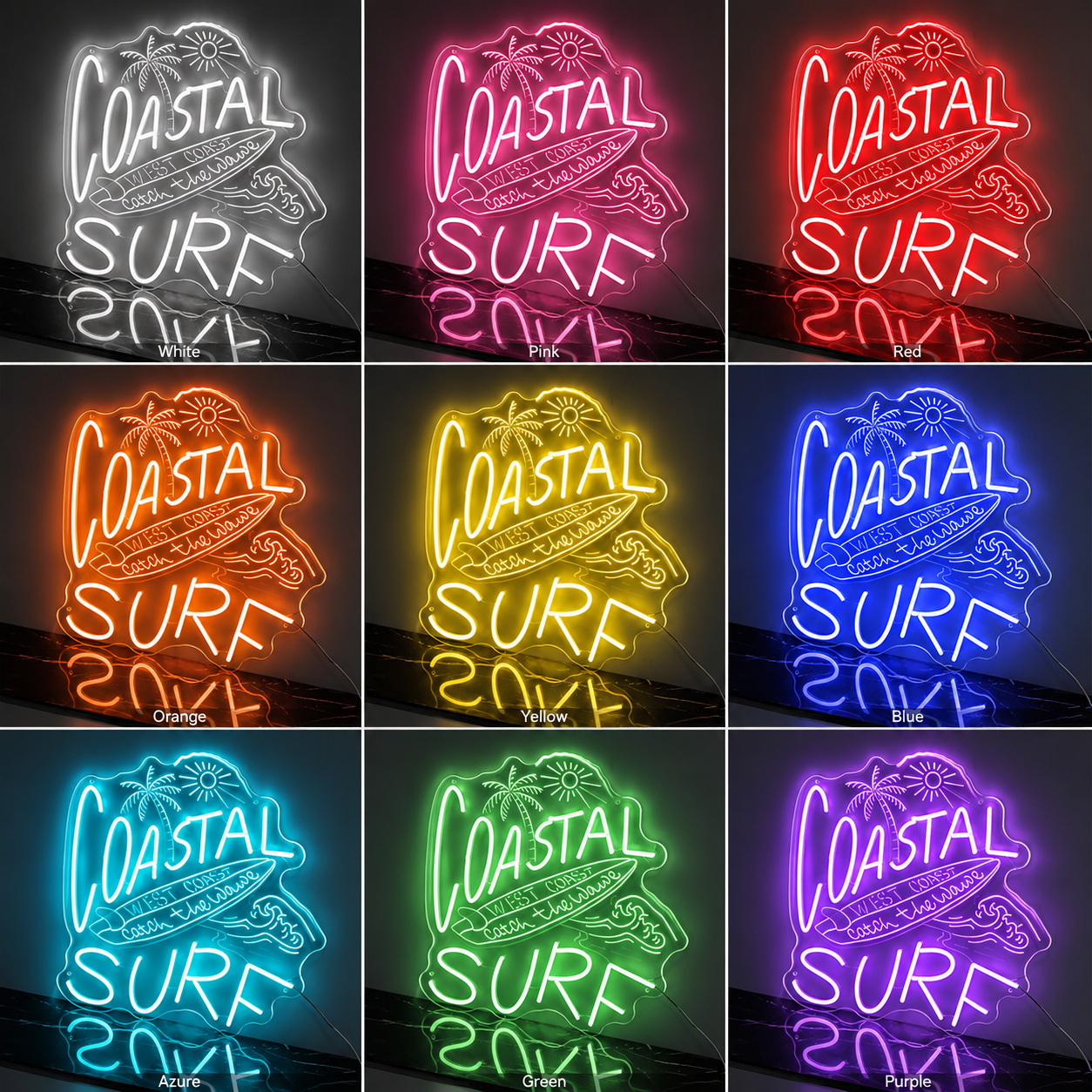 Coastal Surf Soak LED Neon Sign - 05 Color Grid