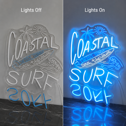 Coastal Surf Soak LED Neon Sign - 06 Day Night Comparison