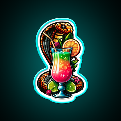 Cobra Colada Snake With A Drink Cocktail Bar Decor Led Neon Sign Rgb Color - Size and dimension reference