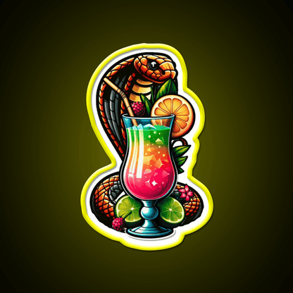 Cobra Colada Snake With A Drink Cocktail Bar Decor Led Neon Sign Rgb Color - Shineneon