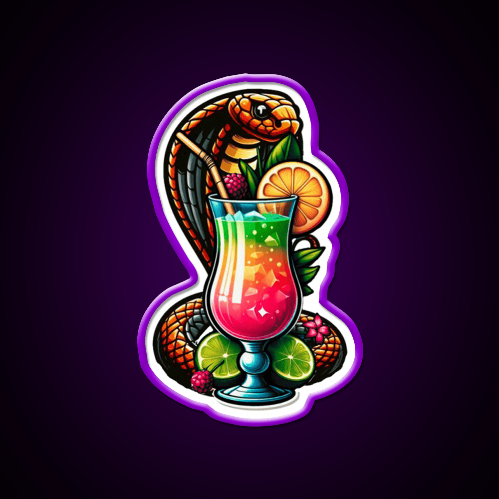 Cobra Colada Snake With A Drink Cocktail Bar Decor Led Neon Sign Rgb Color - Shineneon