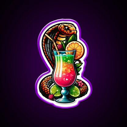 Cobra Colada Snake With A Drink Cocktail Bar Decor Led Neon Sign Rgb Color - Shineneon