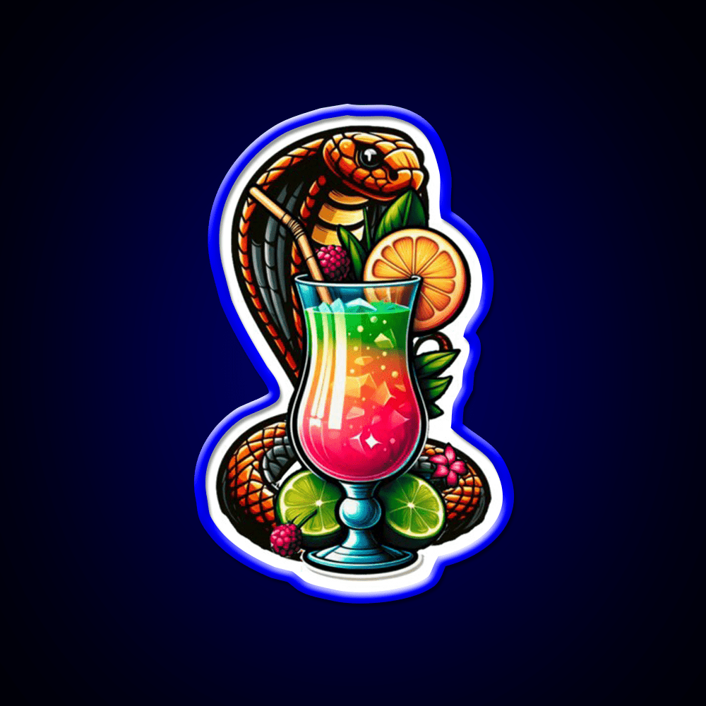 Cobra Colada Snake With A Drink Cocktail Bar Decor Led Neon Sign Rgb Color - Shineneon
