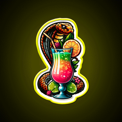 Cobra Colada Snake With A Drink Cocktail Bar Decor Led Neon Sign Rgb Color - Custom LED neon sign front view