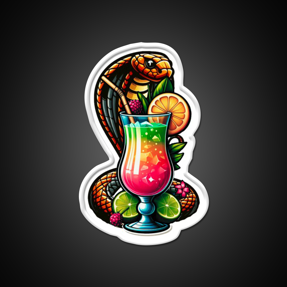 Cobra Colada Snake With A Drink Cocktail Bar Decor Led Neon Sign Rgb Color - LED neon sign view 11