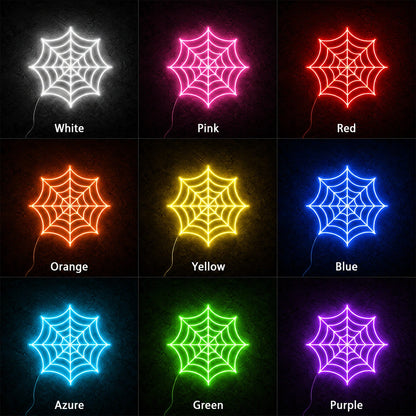 Cobweb LED Neon Sign day and night comparison