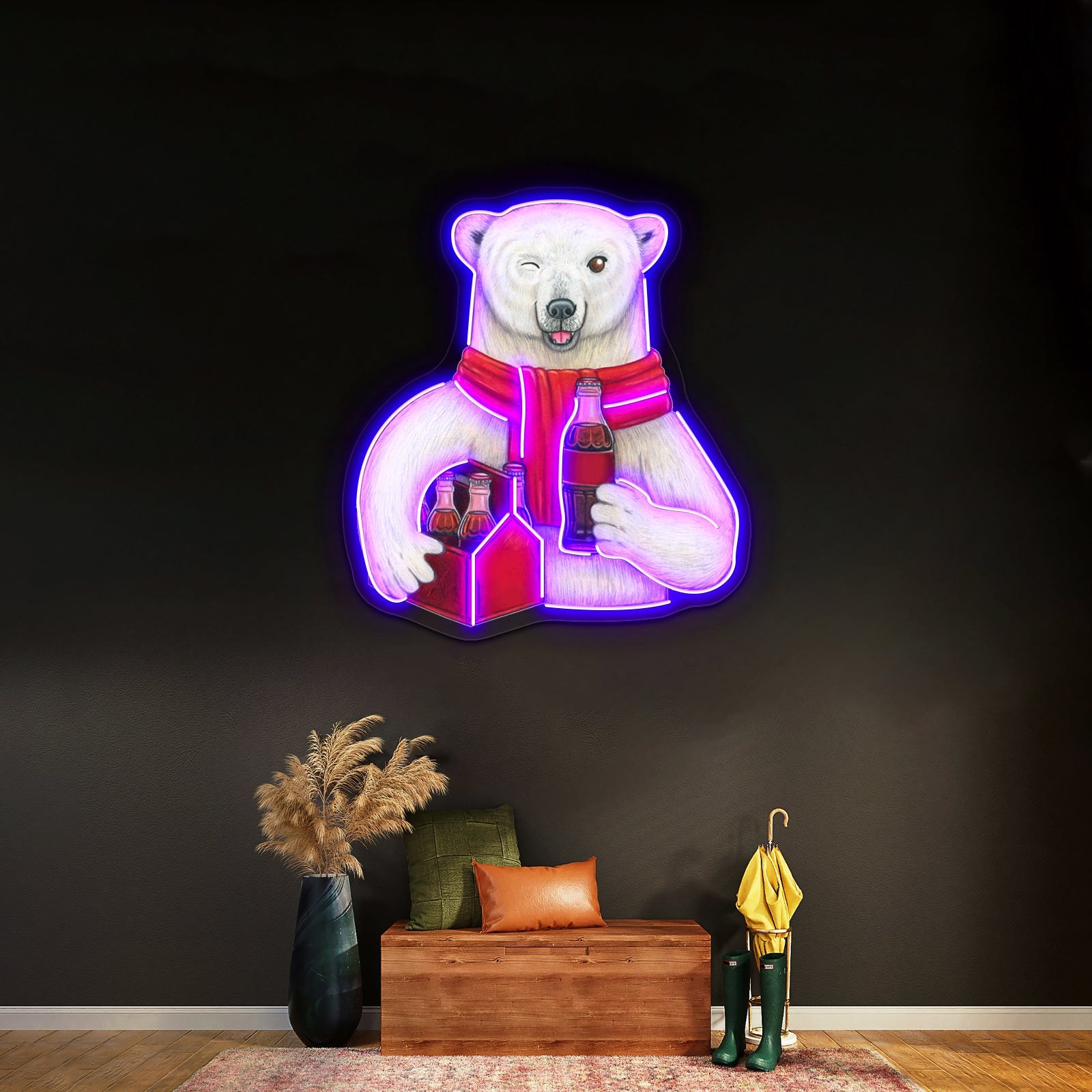 Cocacola Polar Bear Artwork Business Led Sign - Shineneon