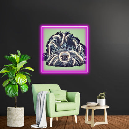 Cockapoo Pop Art Green Artwork Business Led Sign - Shineneon