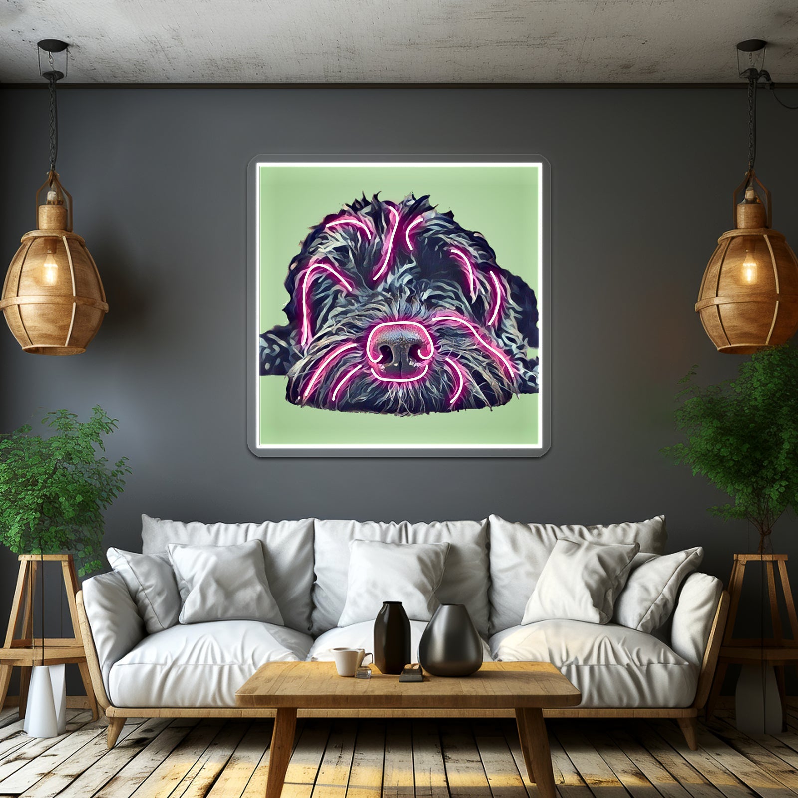 Cockapoo Pop Art Green Artwork Business Led Sign - Shineneon