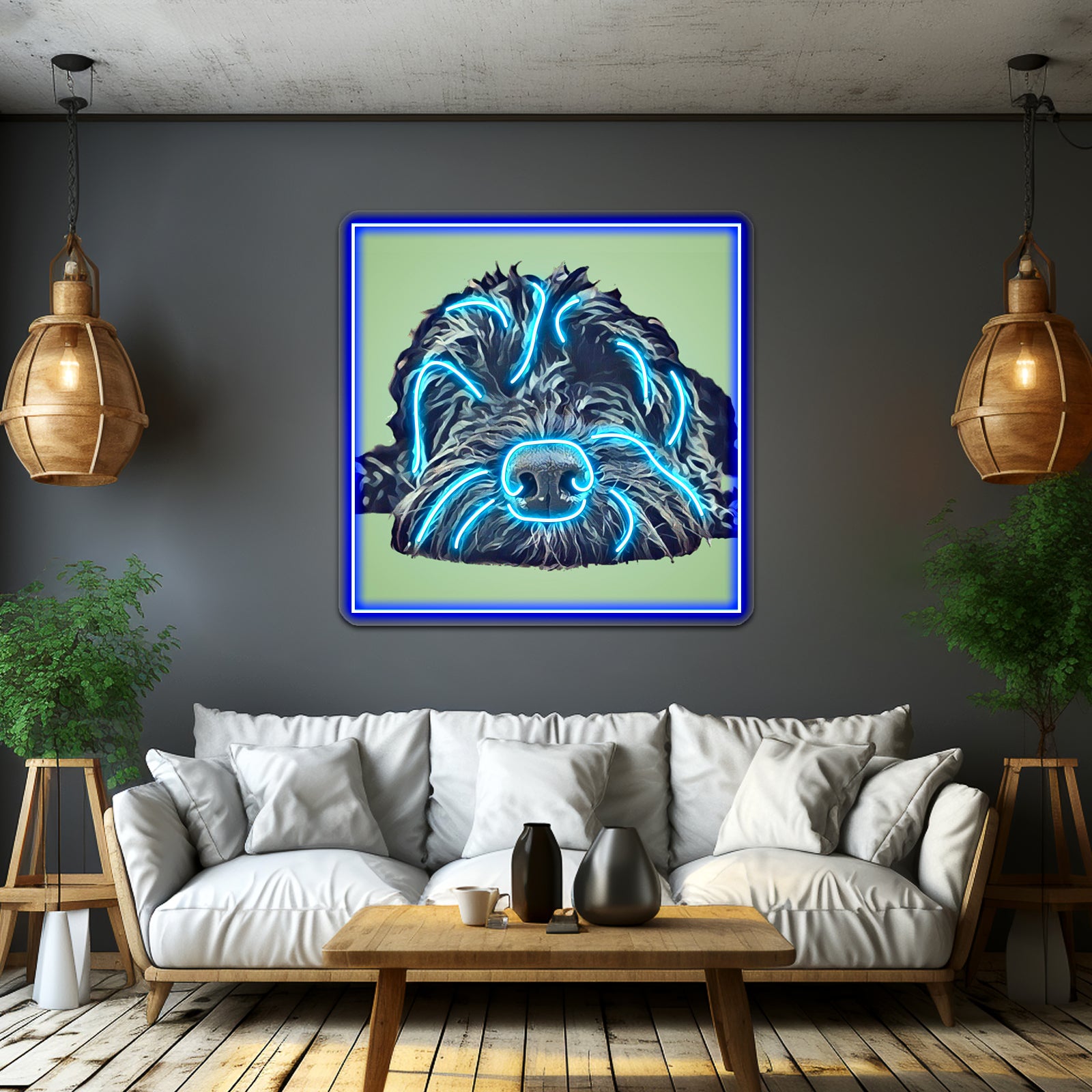 Cockapoo Pop Art Green Artwork Business Led Sign