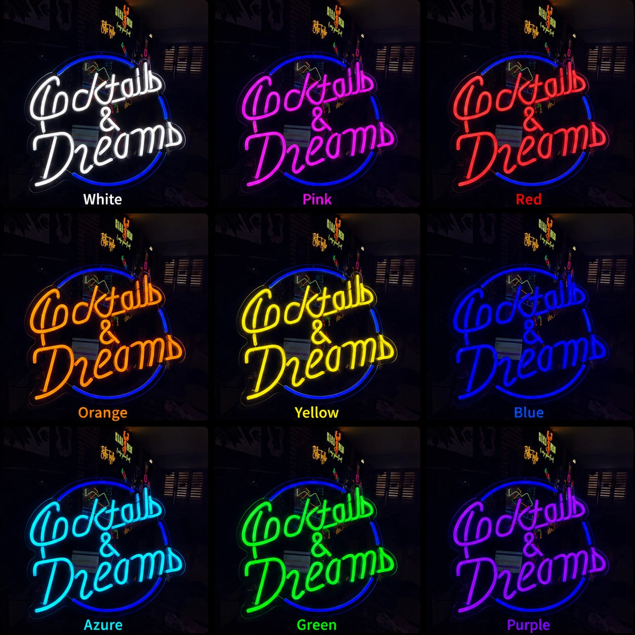 Cocktail And Dreams LED Neon Sign - 05 Color Grid
