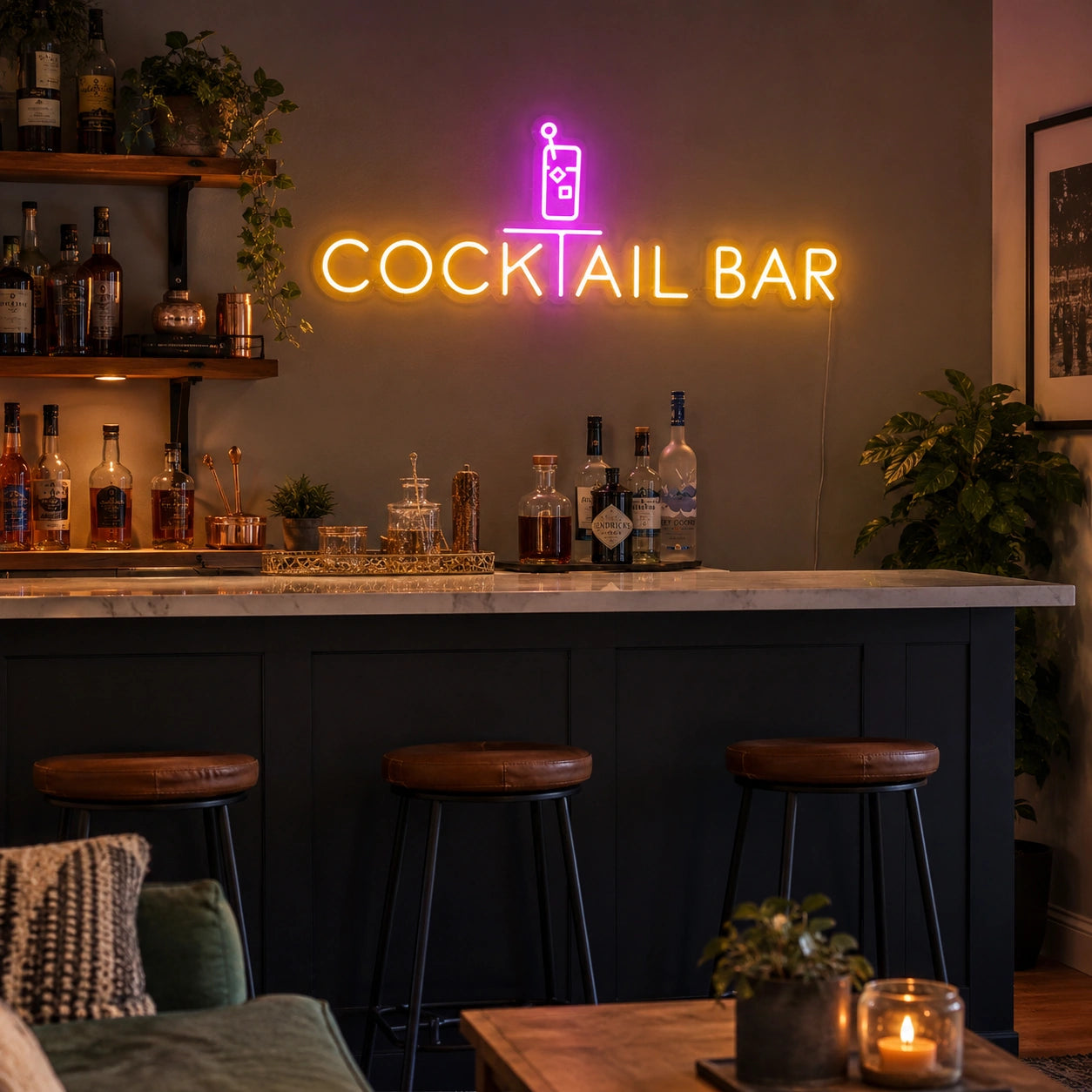 Cocktail Bar Bottle Neon Sign LED Neon Sign real lifestyle scene