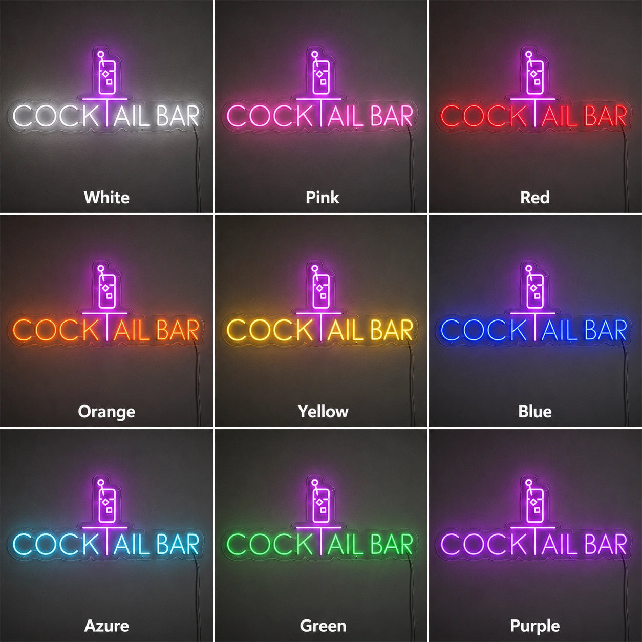 Cocktail Bar Bottle Neon Sign LED Neon Sign color grid