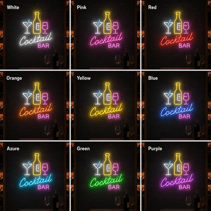 Cocktail Bar Bottles Neon Sign LED Neon Sign color grid