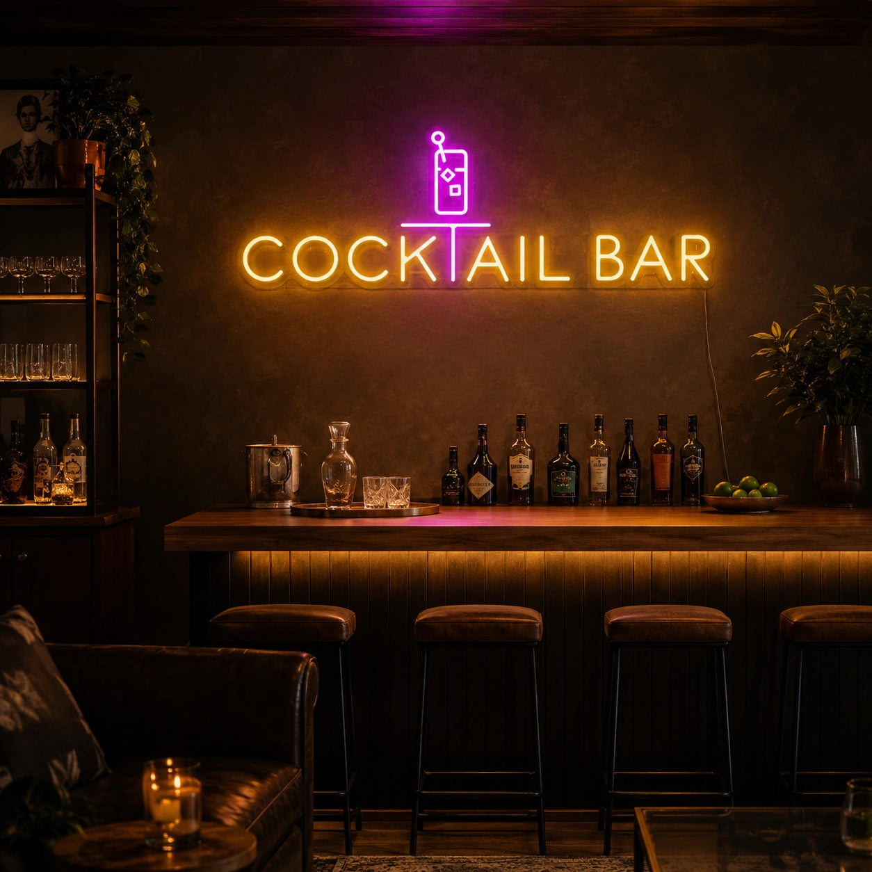Cocktail Bar Brick Neon Sign LED Neon Sign real lifestyle scene