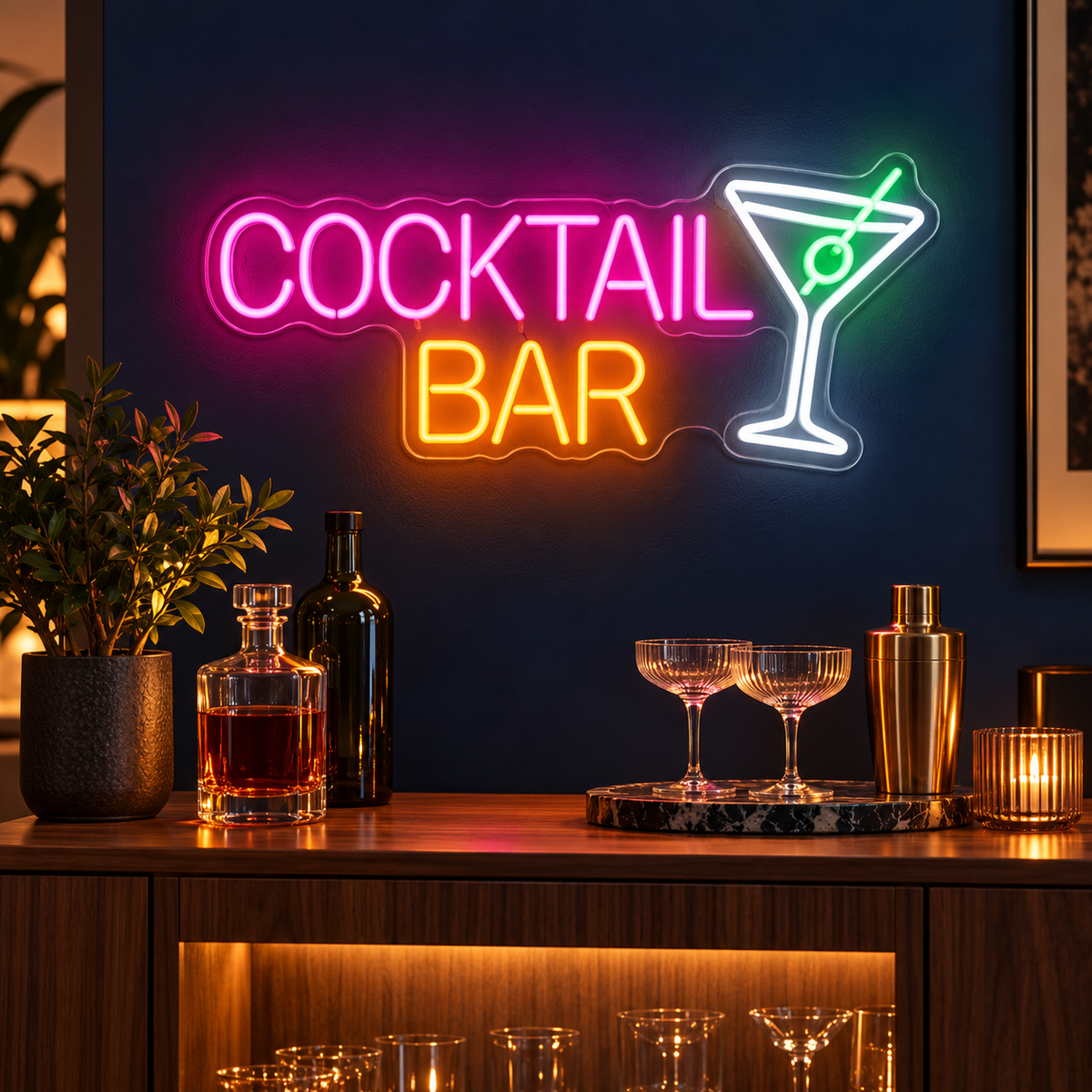 Cocktail Bar Brick Wall Martini LED Neon Sign