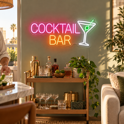 Cocktail Bar Brick Wall Martini LED Neon Sign